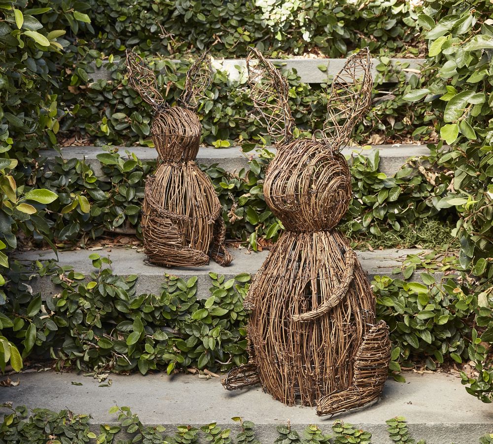 Rattan Bunnies with Twinkle Lights Pottery Barn
