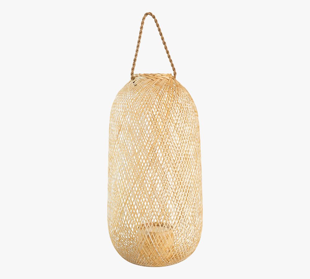 Woven Bamboo Lantern With Jute Handle Pottery Barn