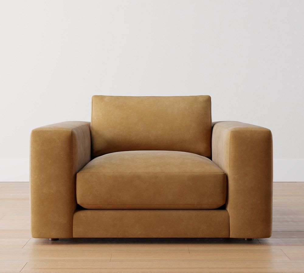 Carmel Lounge Square Arm Leather Armchair Pottery Barn