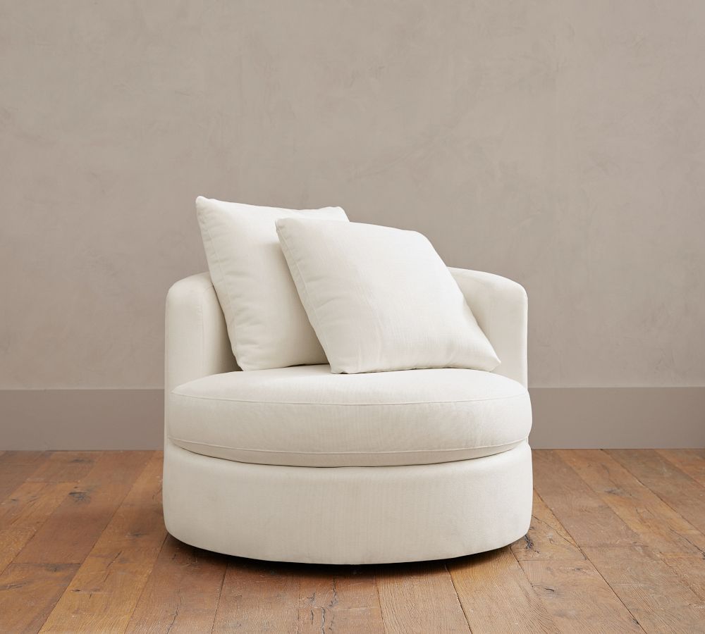 Balboa Upholstered Swivel Armchair Pottery Barn