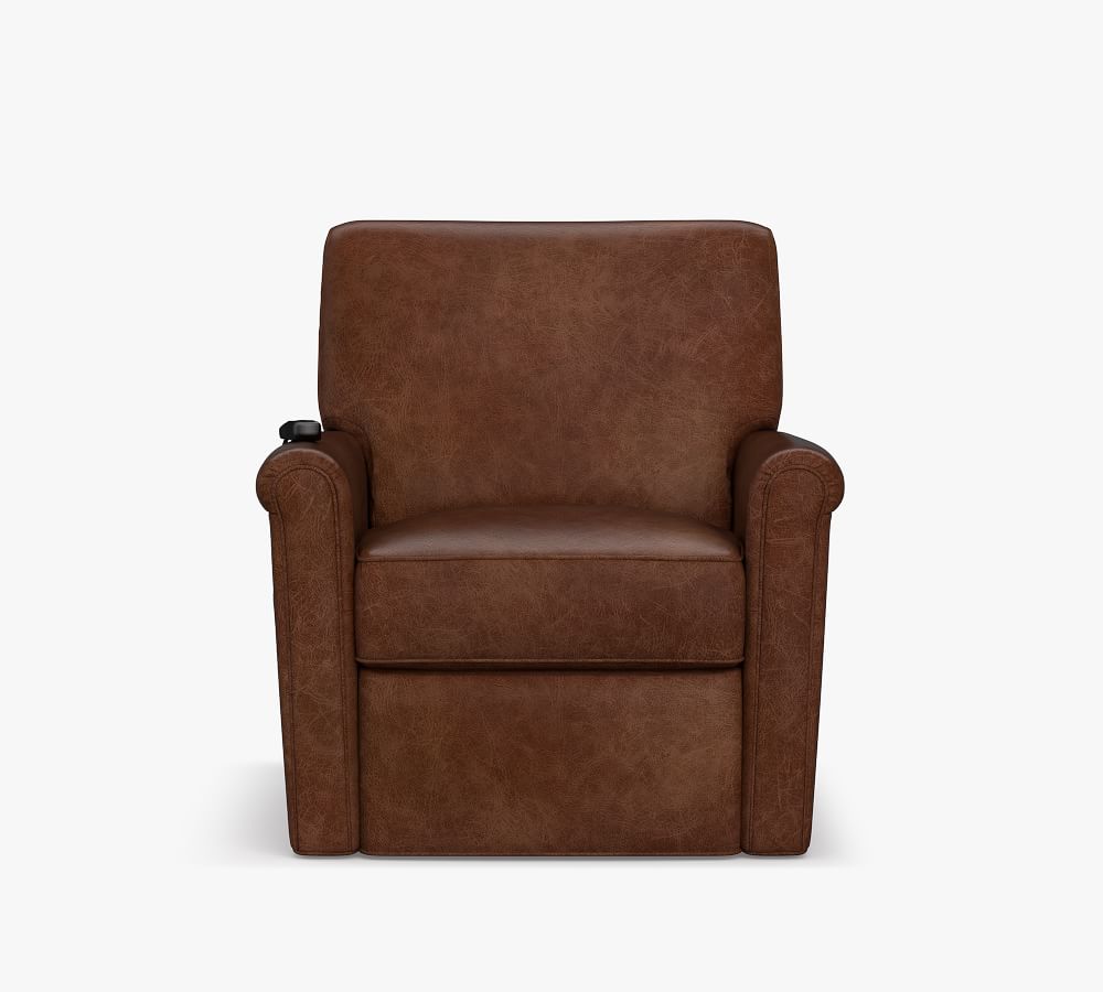 Irving Roll Arm Leather Recliner Pottery Barn