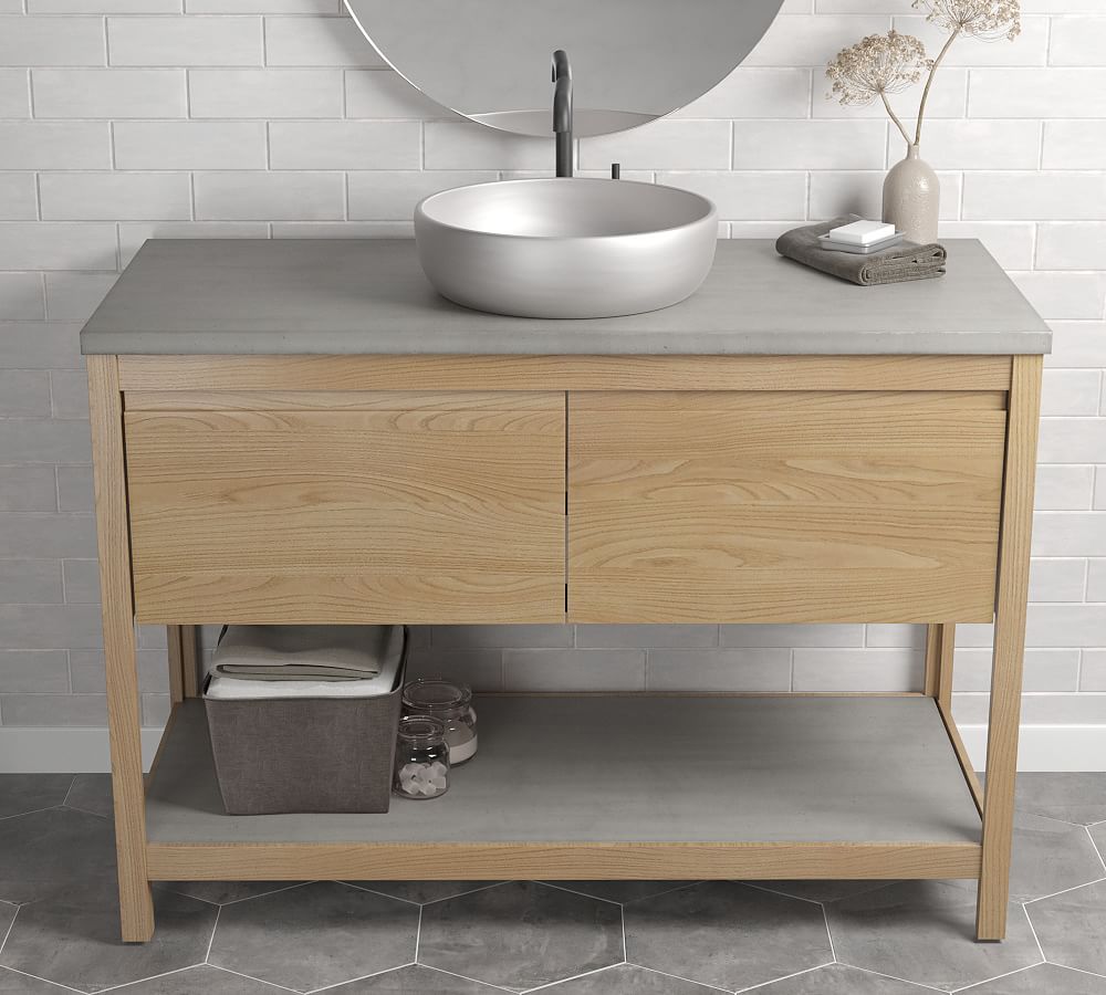 Rilen 48" Handcrafted Single Wide Vanity with Round Fireclay Sink