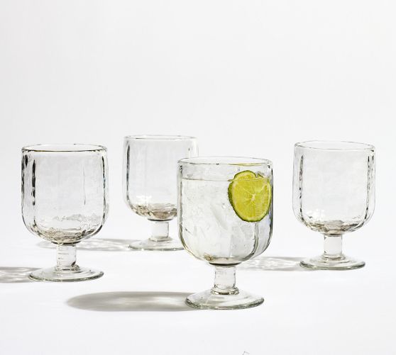 Hammered Café Glass Goblets - Set of 4