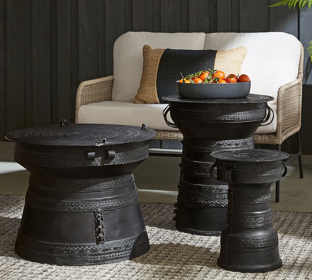 pottery barn drum coffee table