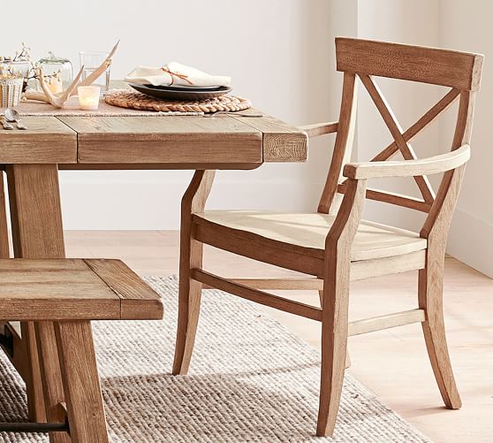 pottery barn dining arm chairs