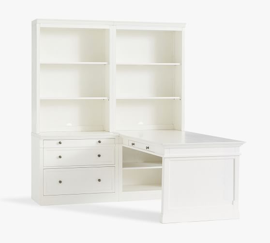 white bookcase desk