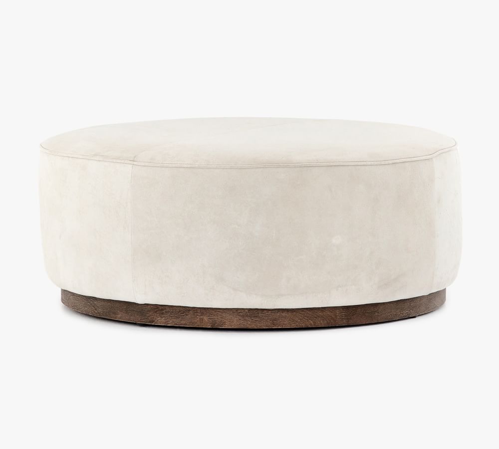 Arroyo Round Upholstered Ottoman | Pottery Barn