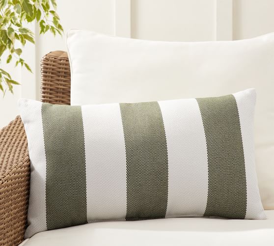 Sunbrella® Maury Striped Outdoor Lumbar Pillow Pottery Barn