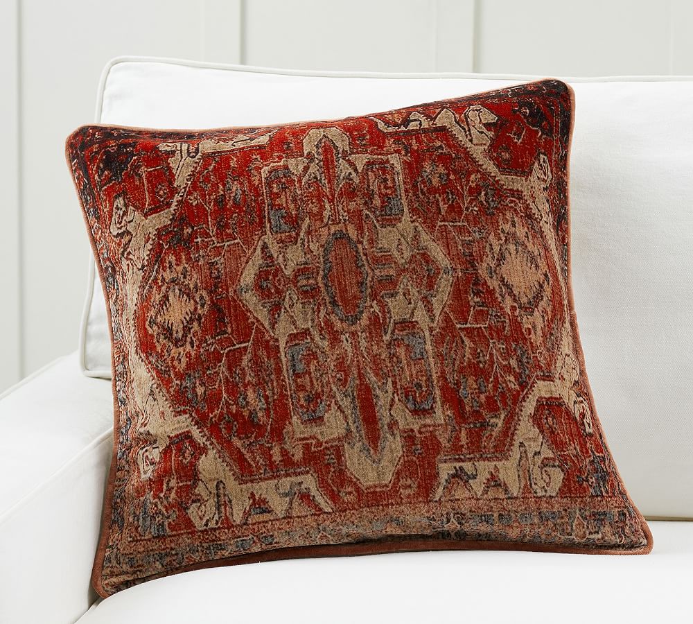 Parasha Printed Velvet Pillow Cover Pottery Barn