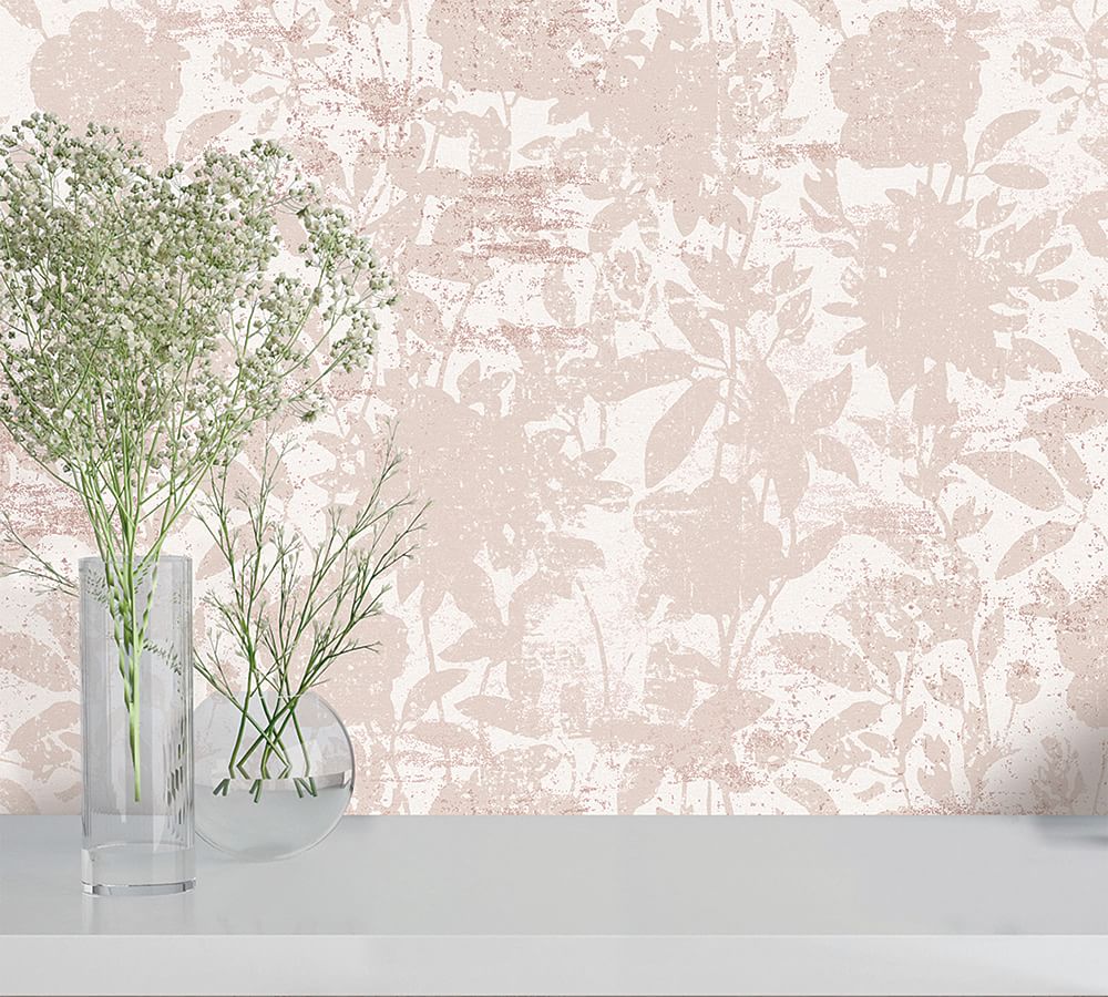 Garden Floral Dusted Pink Removable Wallpaper | Pottery Barn