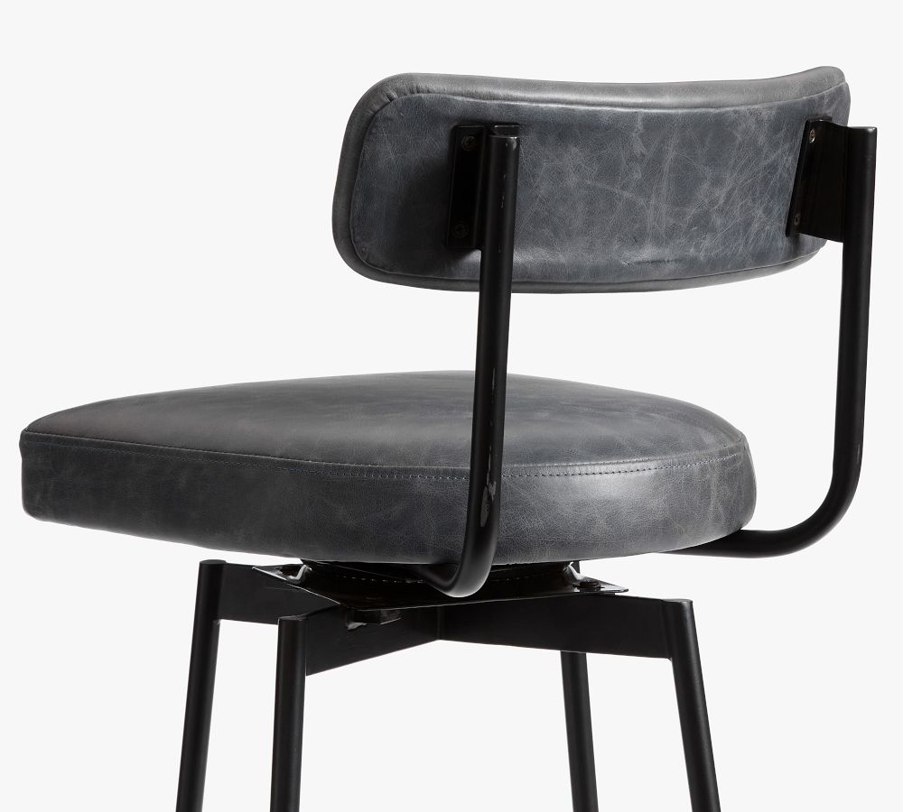 Maison Leather Low Back Swivel Bar & Counter Stool Pottery Barn