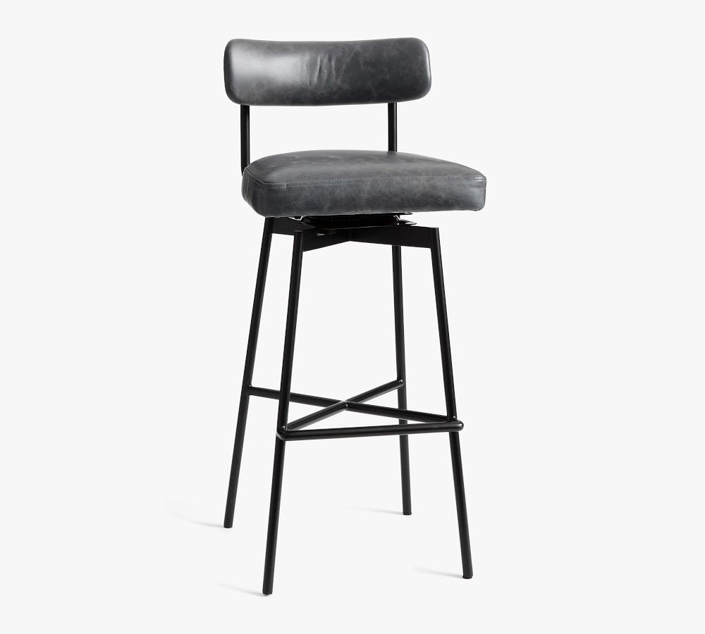 Maison Leather Low Back Swivel Bar & Counter Stool Pottery Barn