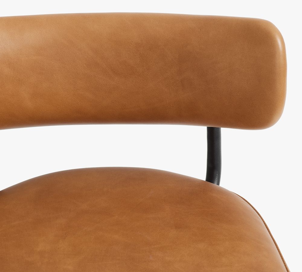 Maison Leather Low Back Swivel Bar & Counter Stool Pottery Barn