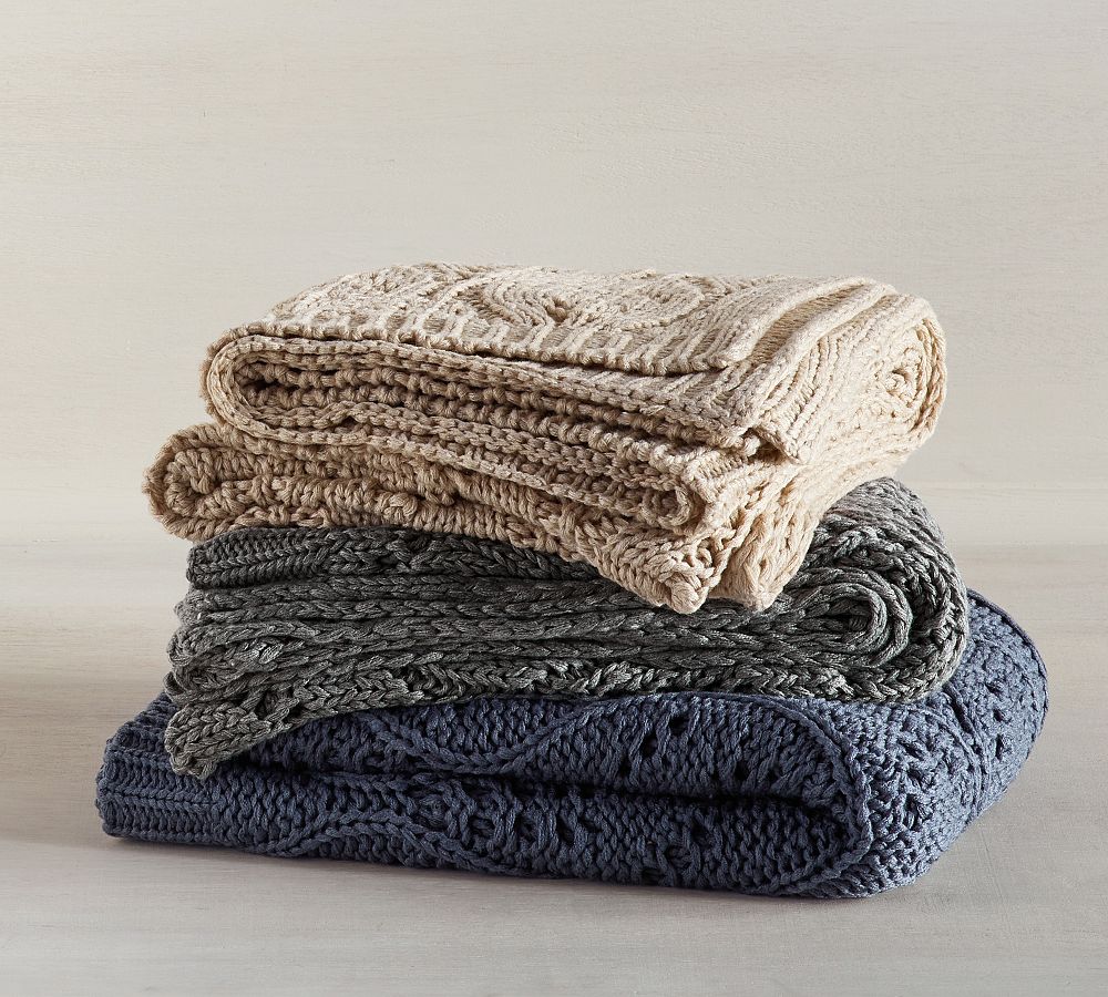 Pointelle Knit Throw Pottery Barn