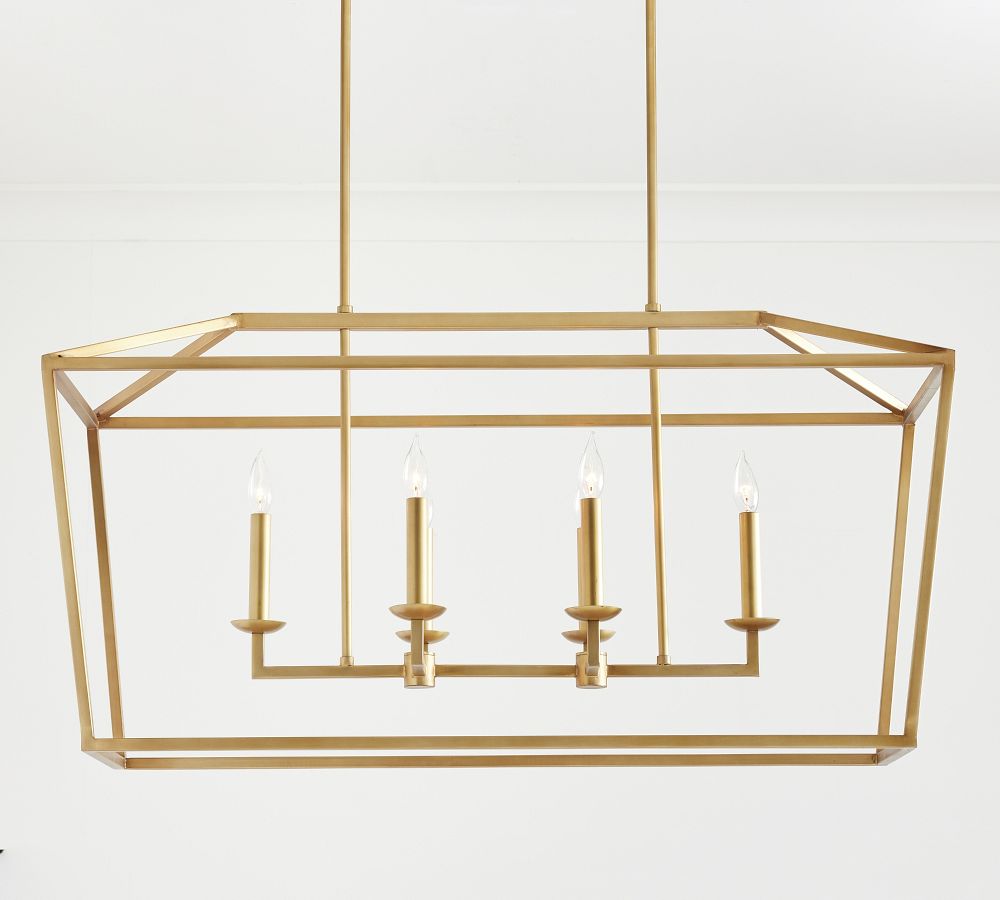 Remming Linear Remington Iron Linear Lantern Chandelier | Pottery Barn