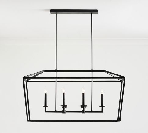 Remming Linear Remington Iron Linear Lantern Chandelier | Pottery Barn