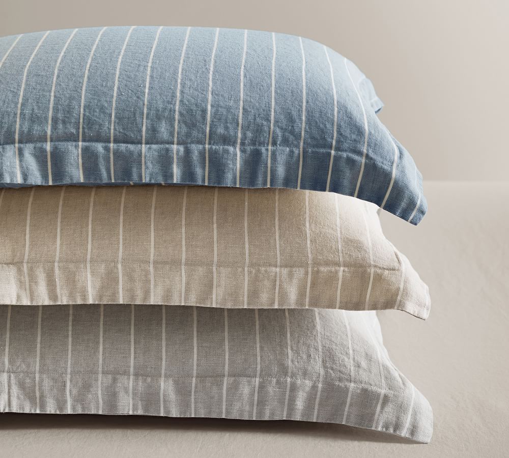 Belgian Flax Linen Striped Duvet Cover | Pottery Barn