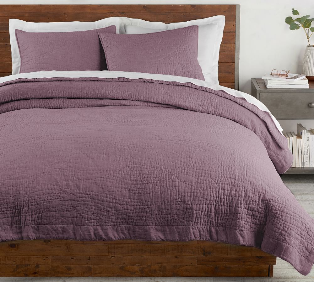 White Belgian Flax Linen Handcrafted Quilt Pottery Barn