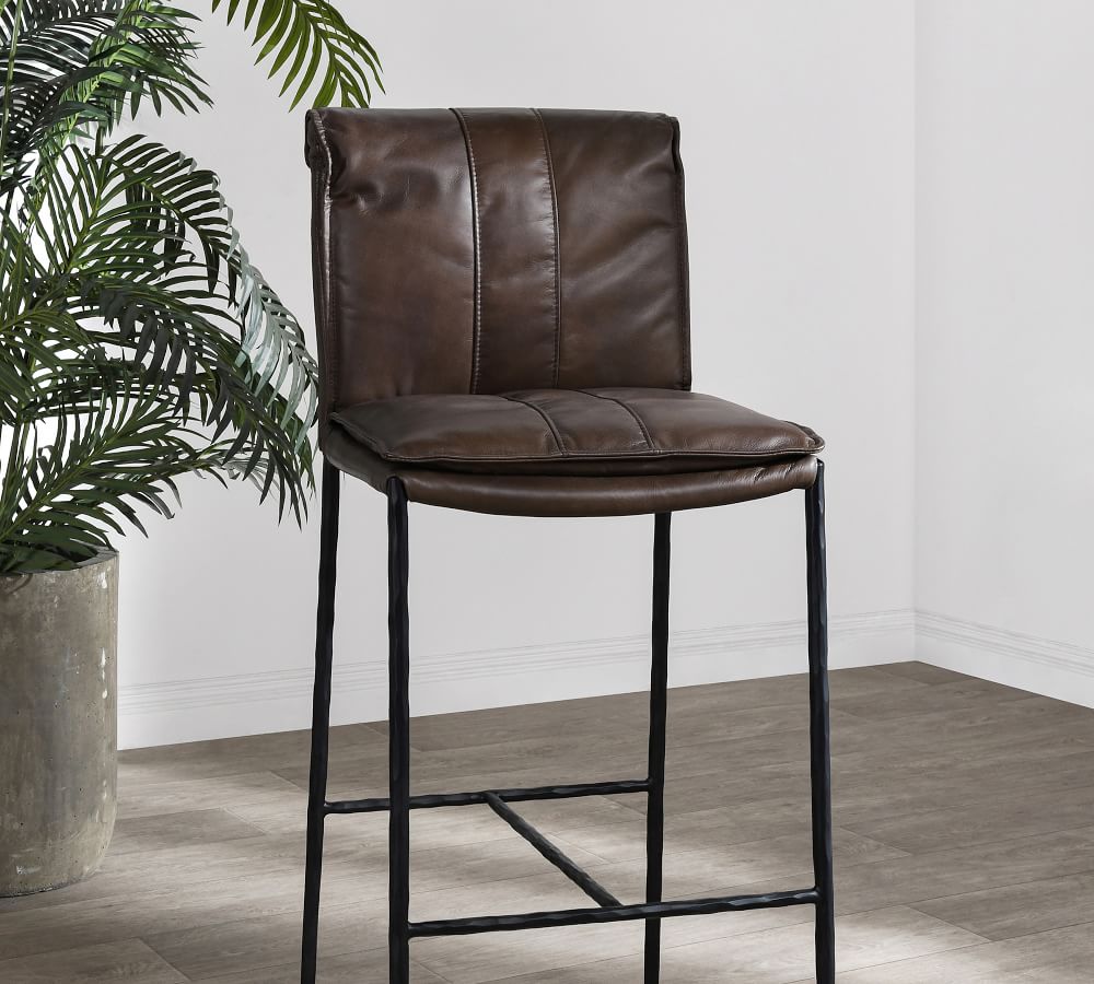 Eugina Leather Bar & Counter Stools | Pottery Barn