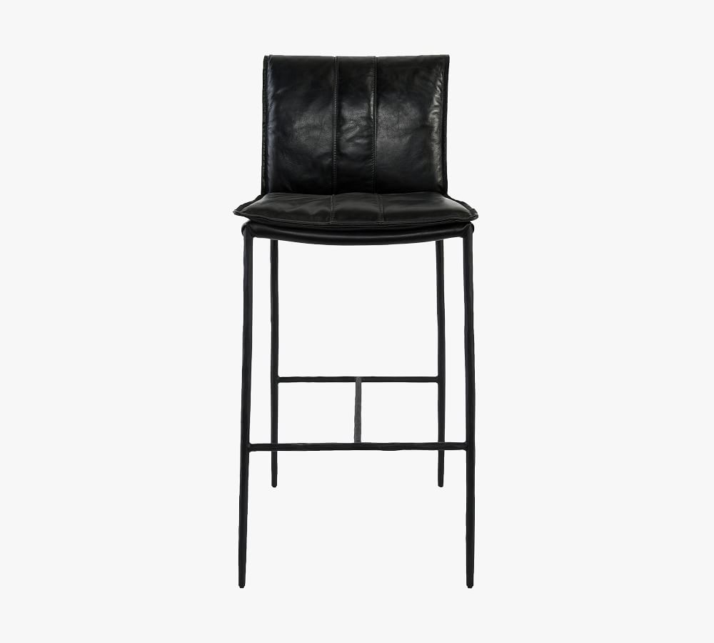 Eugina Leather Bar & Counter Stools Pottery Barn
