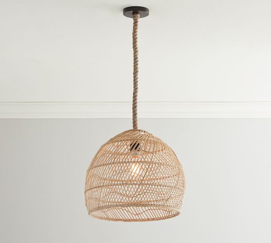 small rattan ceiling shade