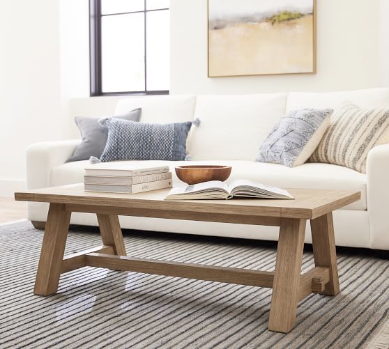 pottery barn solid wood coffee table