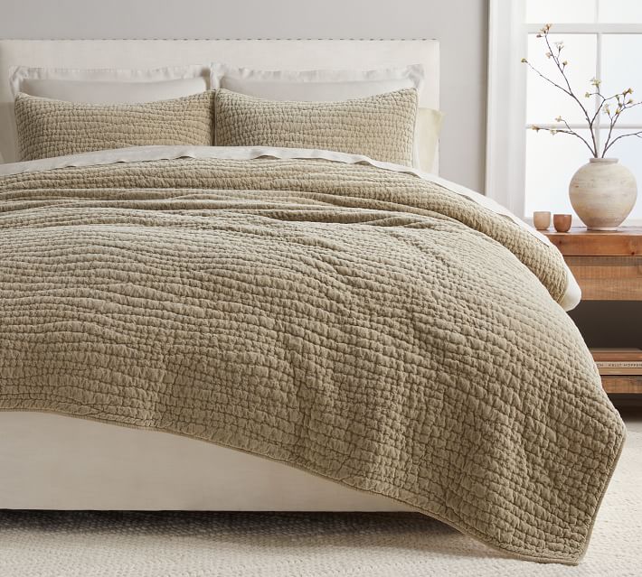 Washed Velvet Handcrafted Quilt | Pottery Barn