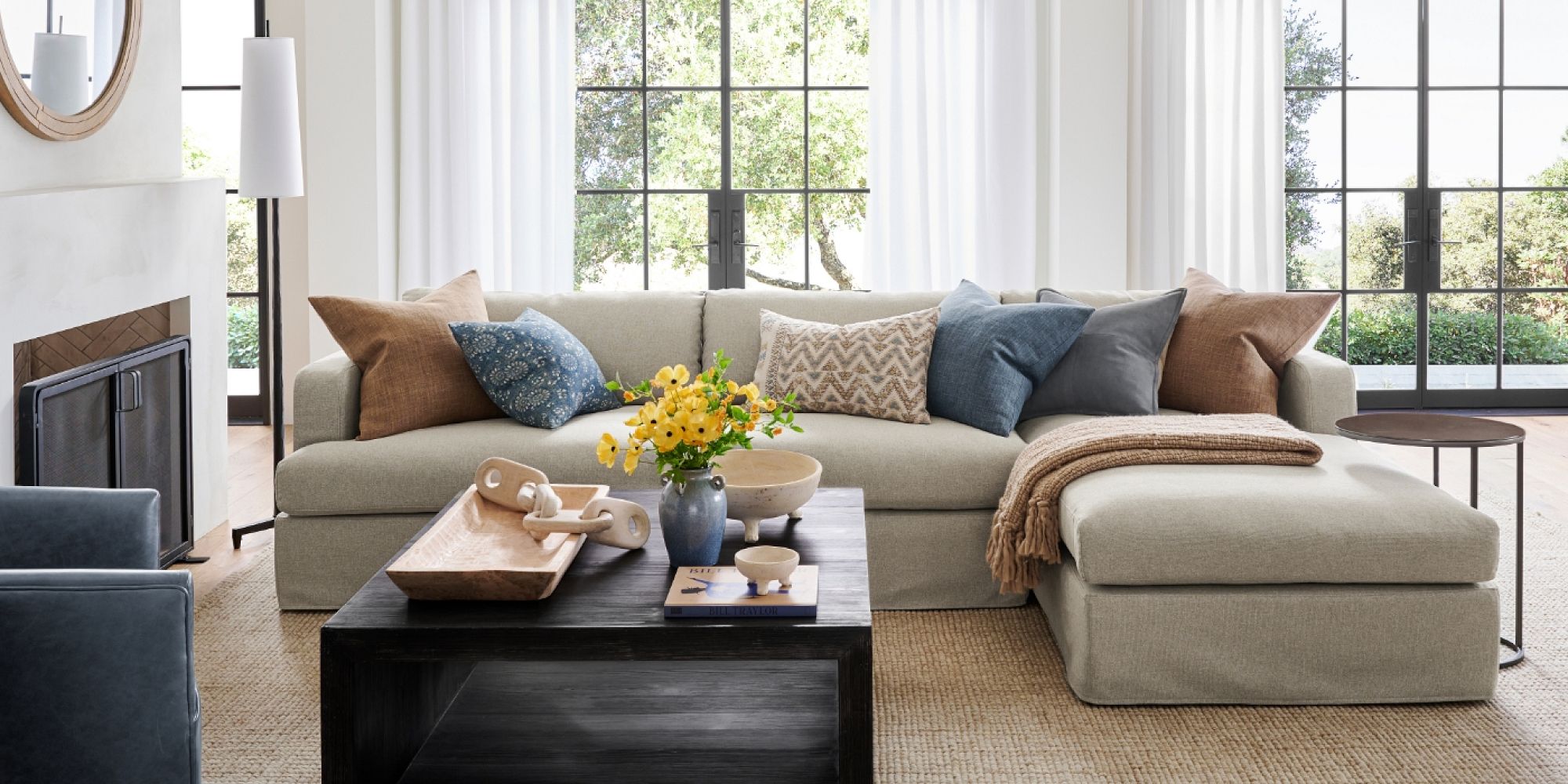 Serene Slipcovered Sofa Chaise Sectional | Pottery Barn