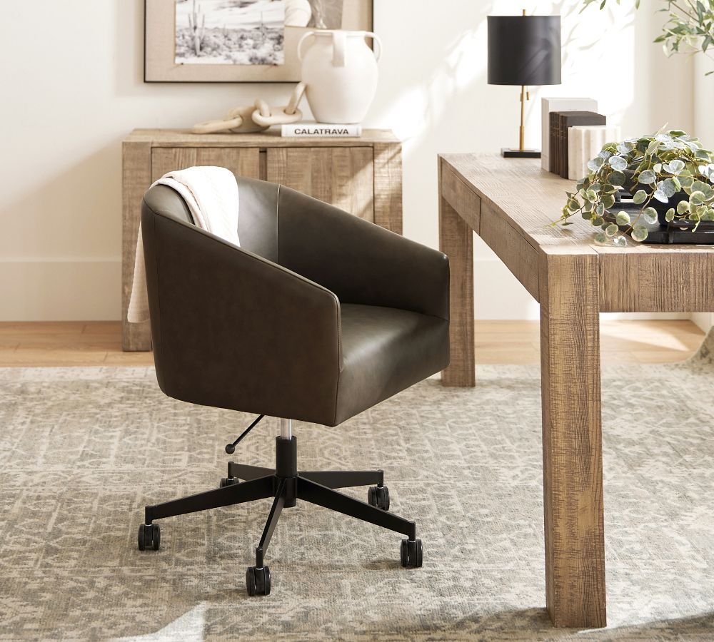 Baldwin Leather Swivel Desk Chair | Pottery Barn