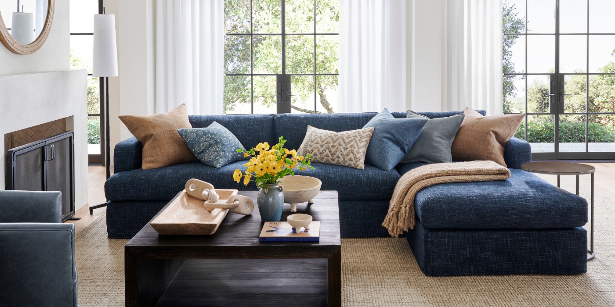 Serene Slipcovered Sofa Chaise Sectional | Pottery Barn