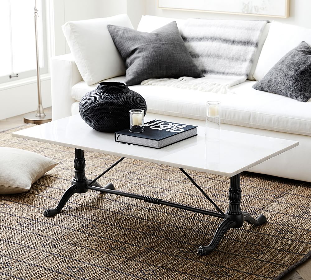 pottery barn coffee table marble