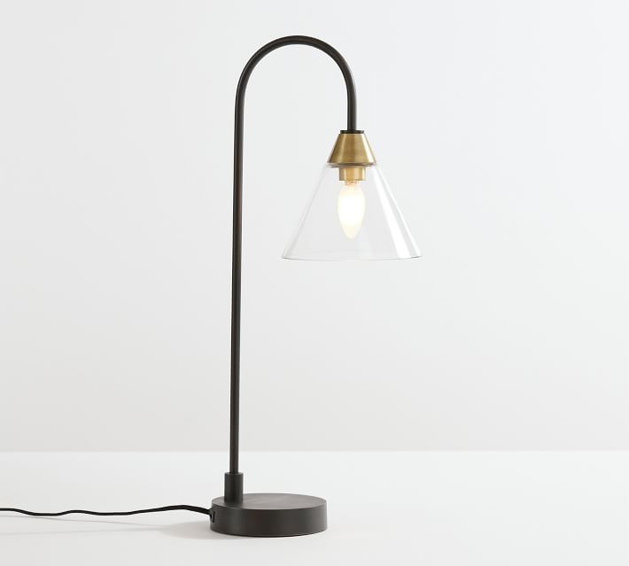 Claremont Flared Glass USB Table Lamp Pottery Barn