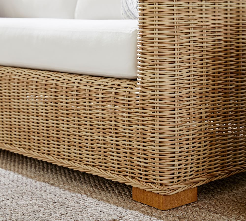 Huntington AllWeather Wicker Square Arm Outdoor Sofa Pottery Barn