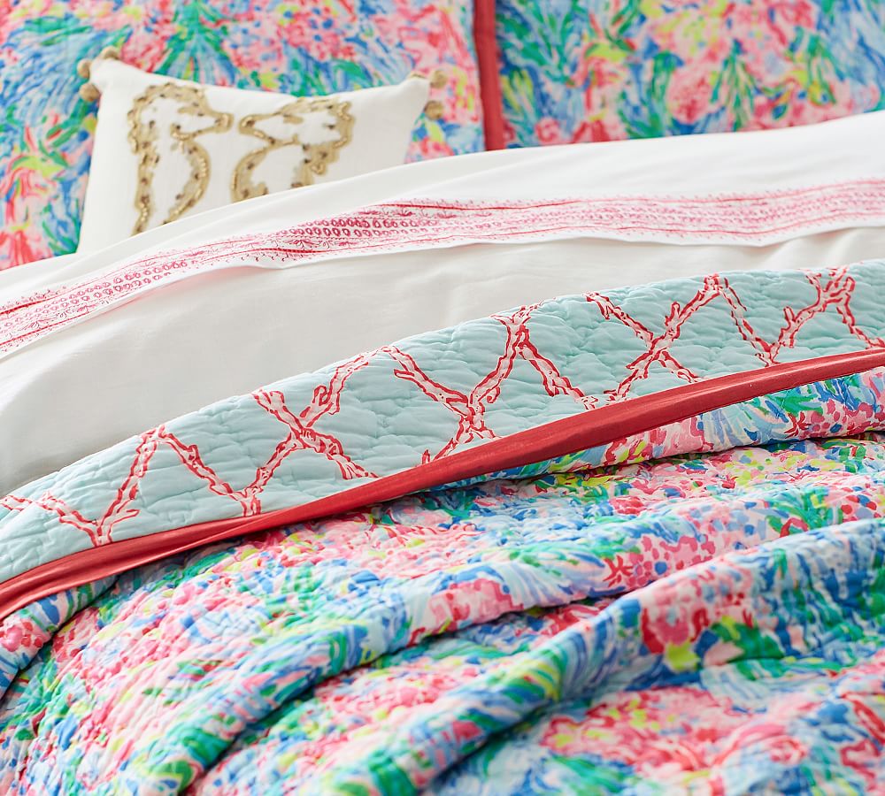 Lilly Pulitzer Fan Sea Pants Reversible Quilt & Shams Pottery Barn