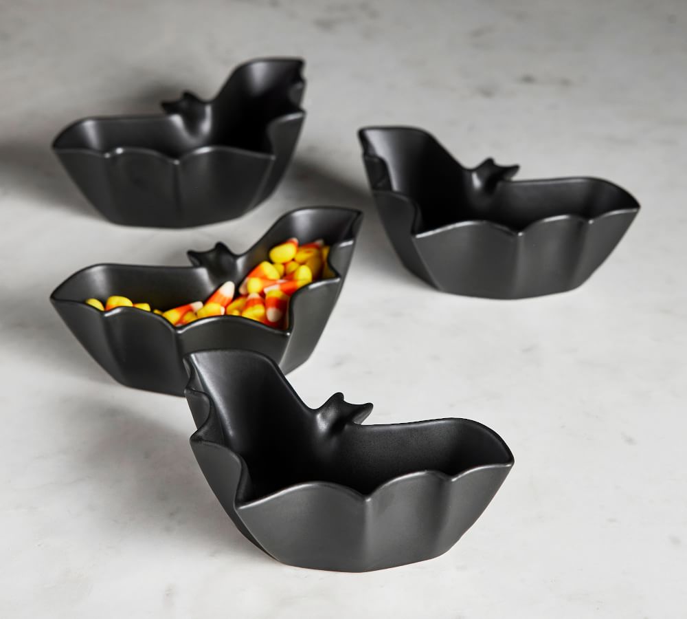Bat Shaped Stoneware Condiment Bowls