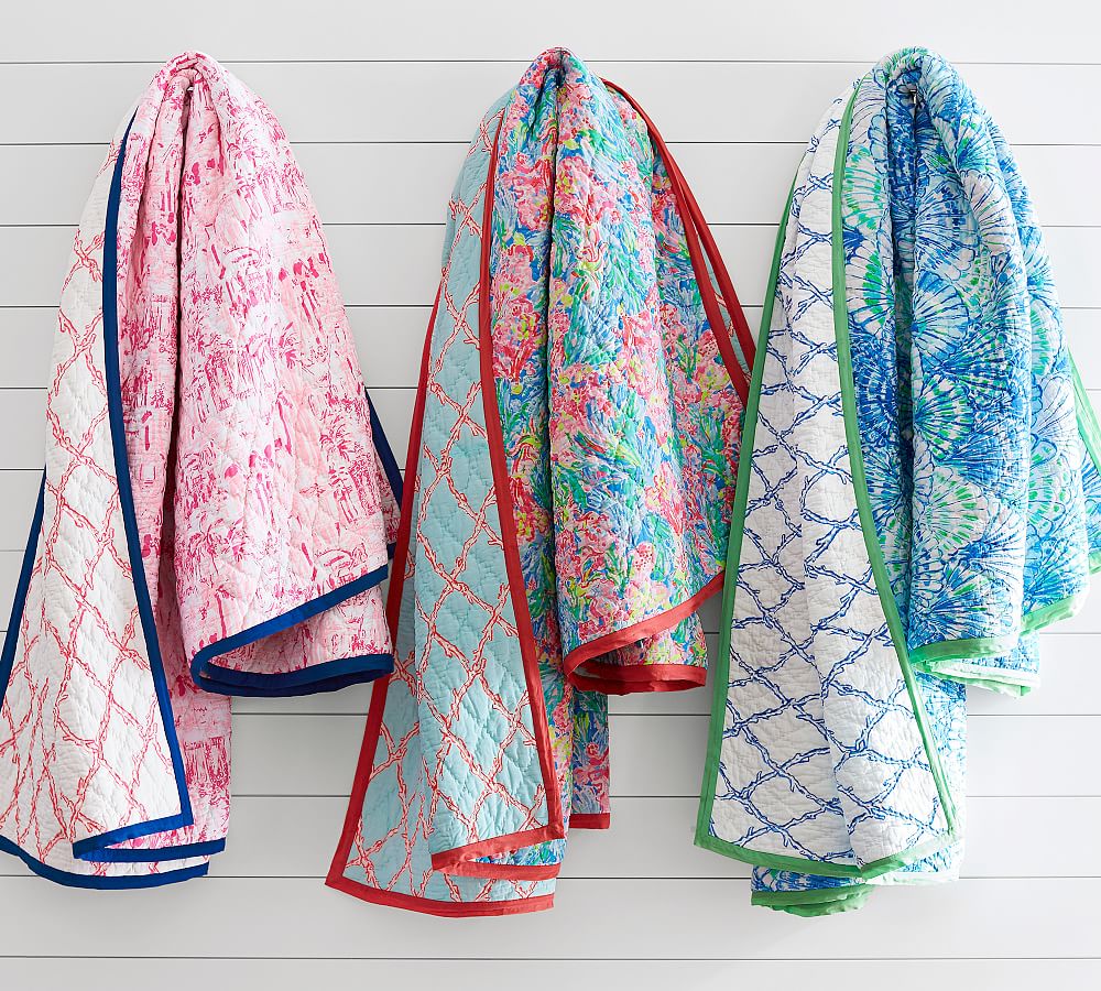 Lilly Pulitzer Fan Sea Pants Reversible Quilt & Shams Pottery Barn