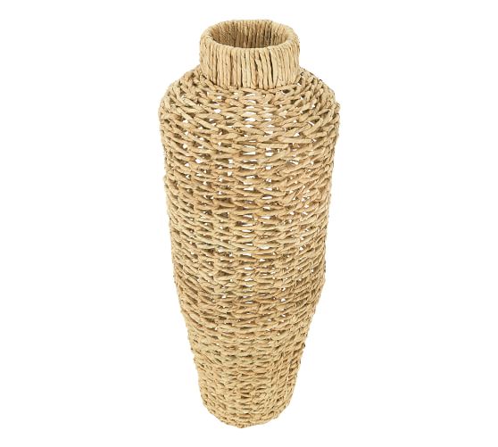 Cecily Water Hyacinth and Rattan Open Woven Vases Pottery Barn