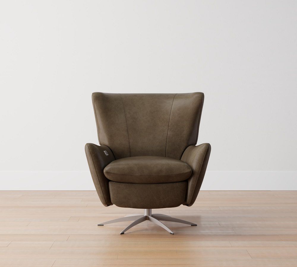 Wells Leather Power Swivel Recliner Pottery Barn