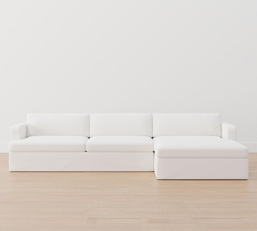 Serene Slipcovered Sofa Double Chaise Sectional Pottery Barn