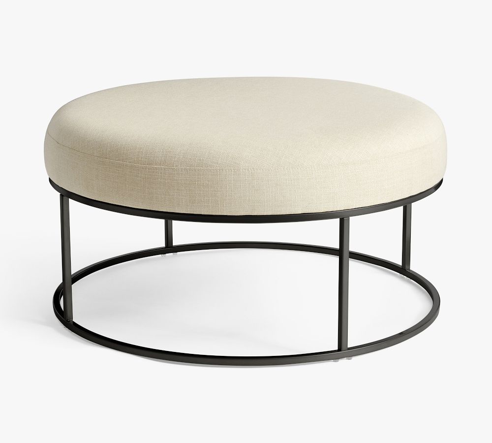 Millie Upholstered Round Ottoman | Pottery Barn