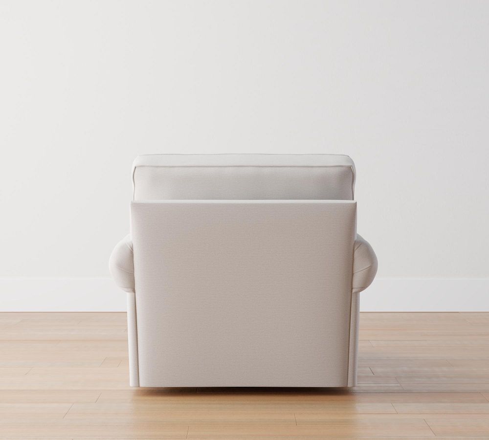 Buchanan Roll Arm Upholstered Swivel Armchair Pottery Barn