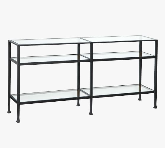 glass and iron console table