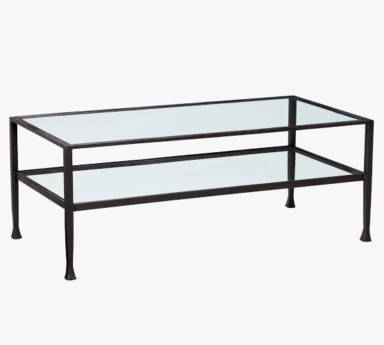 rectangle black glass coffee table