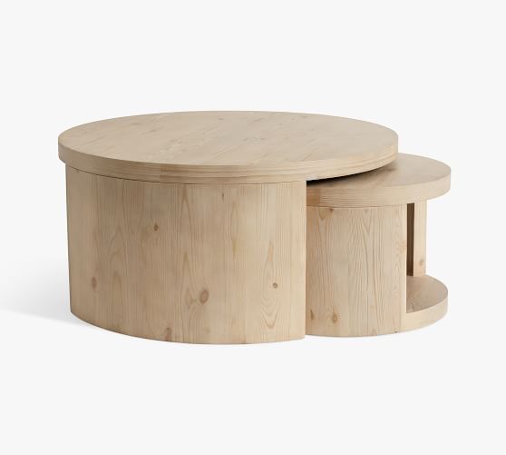 round bleached wood coffee table