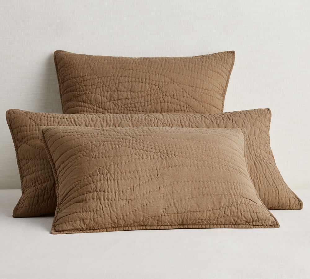 Belgian Flax Linen Hand Stitched Pillow Shams White Pottery Barn