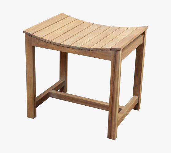 Landyn Teak Shower Stool Pottery Barn