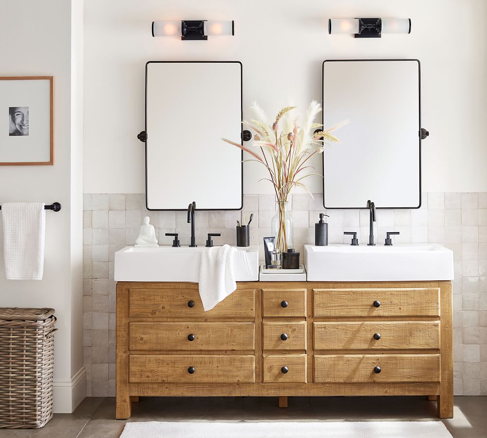 Matte Black Vintage Rounded Rectangle Pivot Mirror, 27x35", Contract