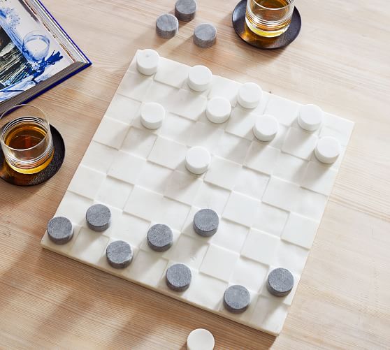 Handcrafted Marble Checkers Board Game