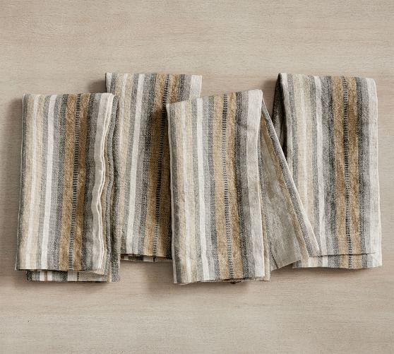 Lonnie Striped Linen Napkins - Set of 4