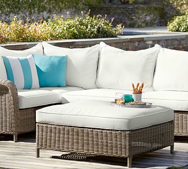 Torrey All-Weather Wicker Sectional Ottoman | Pottery Barn